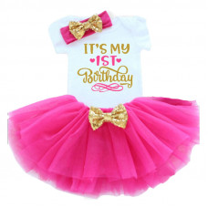 1 Year Baby Girl Dress It's My 1st Birthday Red